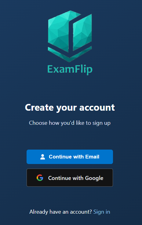 ExamFlip create account screen