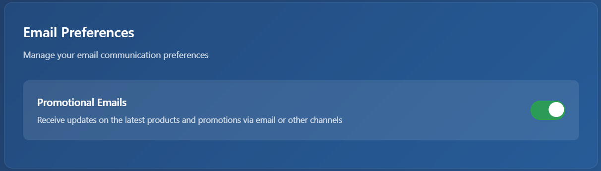 Settings email preferences